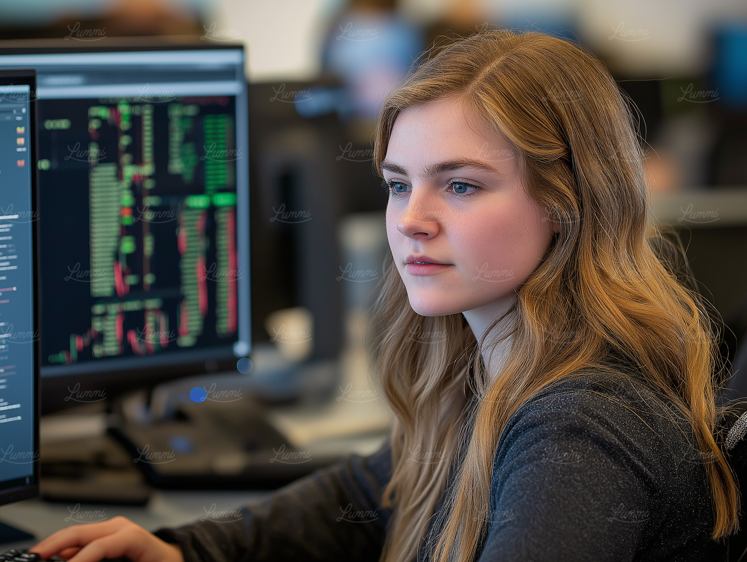 A determined individual diligently searching for sales opportunities online, symbolizing the perseverance required in a challenging job market.