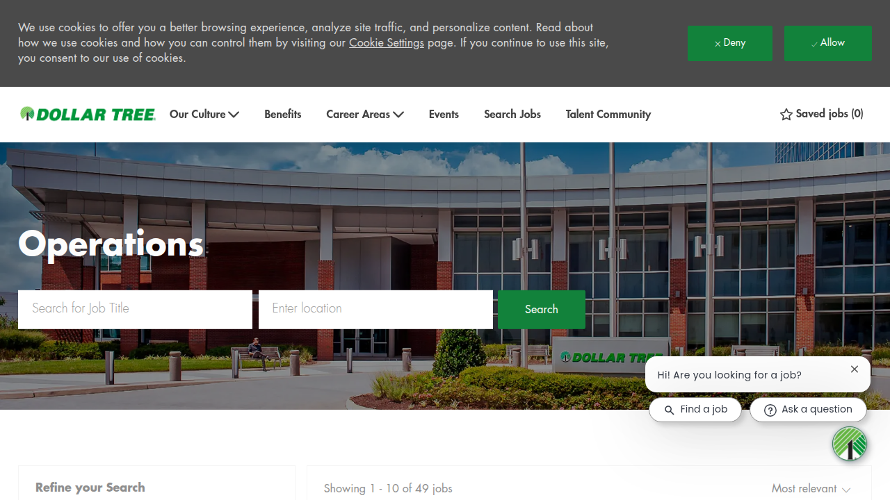 The Dollar Tree careers website features dedicated sections for operations and distribution center jobs, highlighting critical roles that support store supply chains.