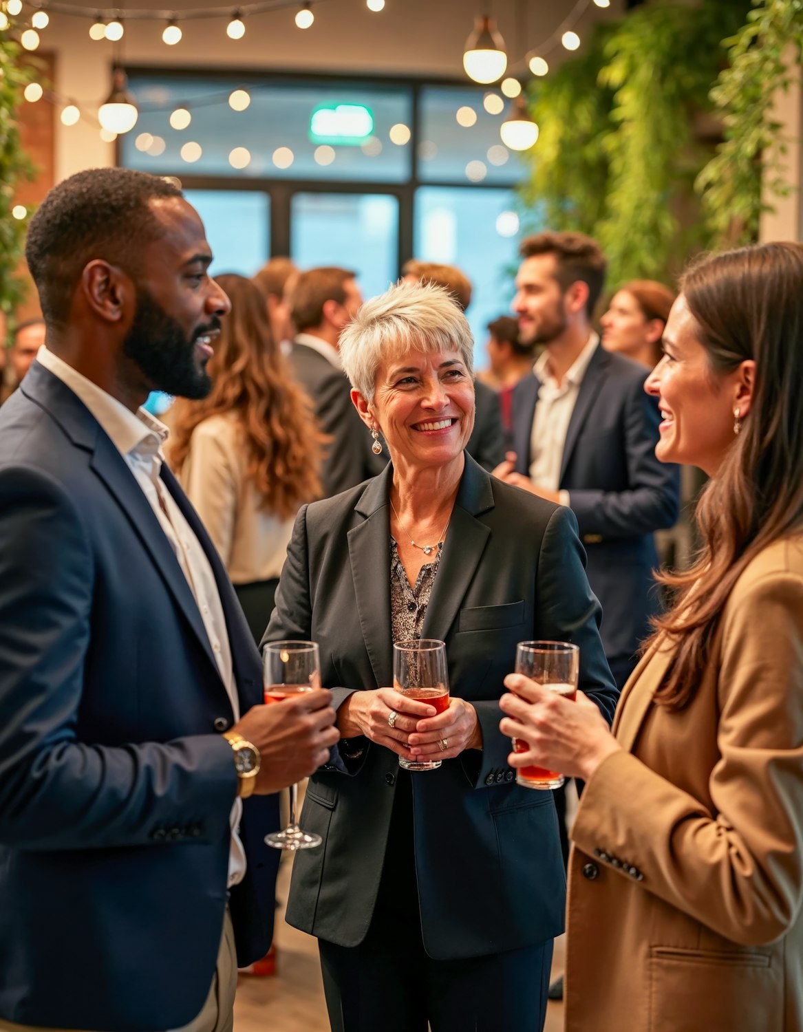 Professionals engaging in conversation at a networking event, illustrating a key strategy for discovering unadvertised weekend job opportunities.