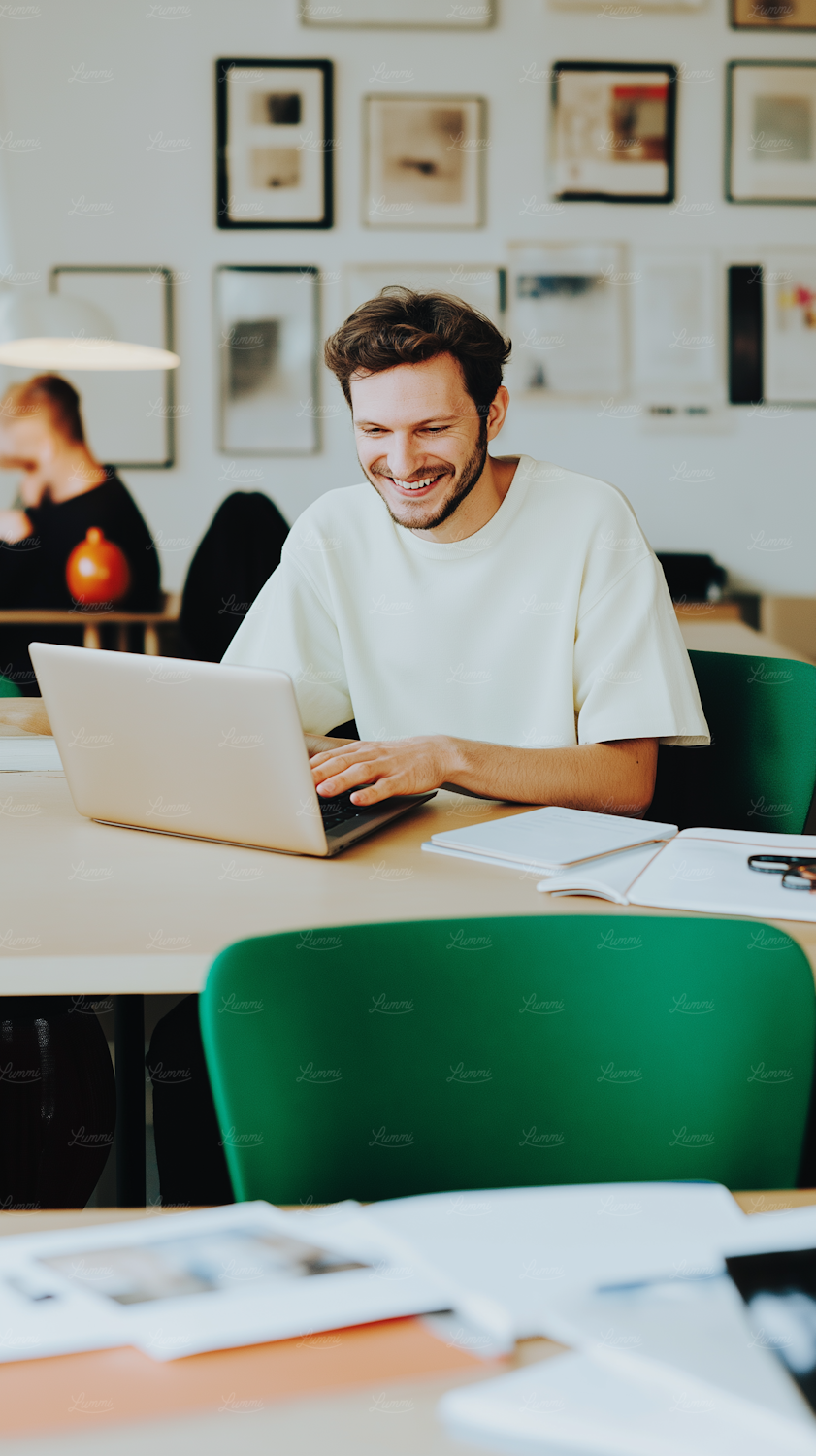 A freelance writer confidently works on their laptop, reflecting the real-world success stories of sales professionals transitioning to writing.